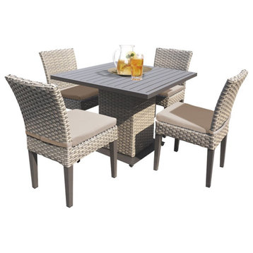 TK Classics Oasis Square Patio Dining Table with 4 Chairs in Wheat