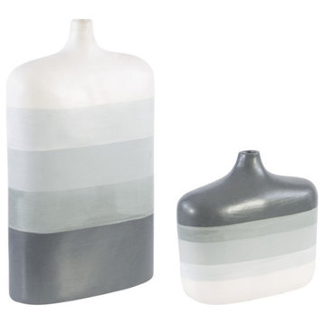 Uttermost Guevara Earthenware Vase in Striped Gray Ombre (Set of 2)
