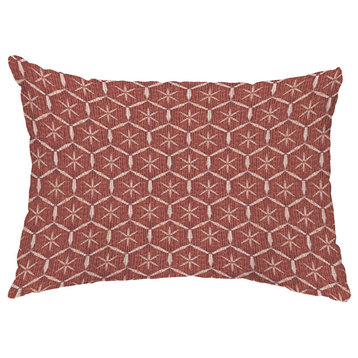 Tufted 14"x20" Abstract Decorative Outdoor Pillow, Maroon