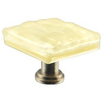 Glass Storm Studios - Cream Handmade Glass, Knob - Textured, layered and glittering cream-colored glass. All our products are handmade to order.  Important: Do not use an electric drill or electric screwdriver.