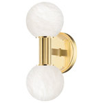 Hudson Valley Lighting - Murray Hill 2-Light Wall Sconce Aged Brass - Murray Hill is simple design, elevated. Gorgeous, thick metalwork supports smooth, stunning alabaster globe shades. Hang the 2-light sconce vertically on each side of a mirror or horizontally above it or place the 1-light sconce on each side of a mirror to take the bath to the next level. The fabulous semi-flush will add glam and glow to any ceiling in the home.