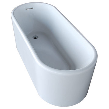 Vida Collection 28 In. by 67 In. Oval Acrylic Freestanding Bathtub