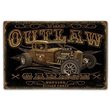 Outlaw Garage, Vintage, Classic Metal Sign