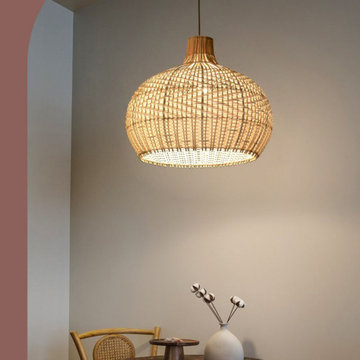 Bamboo Lampshade, Bamboo Pendant Light Rattan Light For Kithchen Living Room