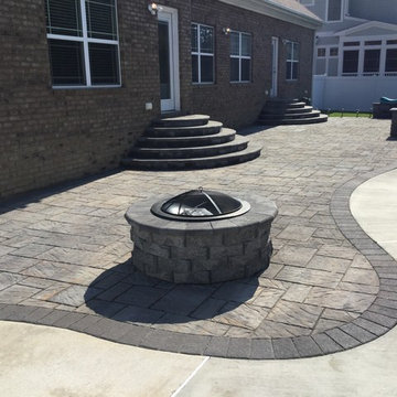 ChathamStone and Aspen Fire Pit. Circle steps with Dublin Wall
