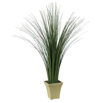 Decorative Polyester Real Like Grass With Ornamental Pot, Green