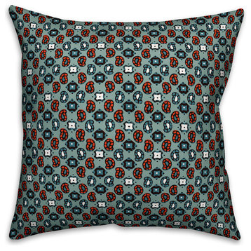 Tiny Paisley Pattern, Blue Throw Pillow Cover, 20"x20"
