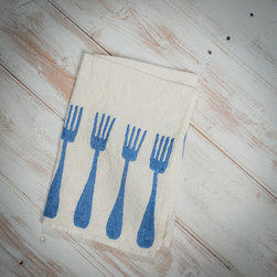 Block printed indigo linen napkin Forchette collection - Napkins