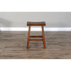 Sunny Designs 24" Saddle Seat Transitional Mahogany Wood Stool in Medium Brown