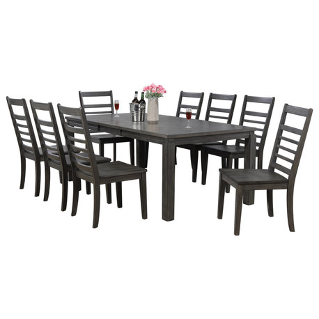 Shades Of Gray 9 Piece 82" Rectangular Extendable Dining Set | Seats 8