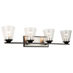 Artcraft Lighting - Wheaton 4 Light Wall Light, Black/Brushed Nickel - Designed by Lighting Pulse, this "Wheaton" collection bathroom vanity features black frames with brushed nickel accents complimented by clear cone shaped glassware.