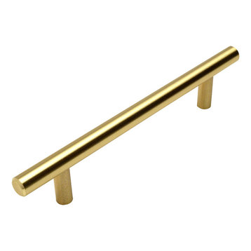 European Style Brushed Brass Bar Pulls, 6-5/16" Hole Centers