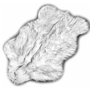 Black Tip Russian Wolf Premium Faux Fur Area Rug, 2'x3'