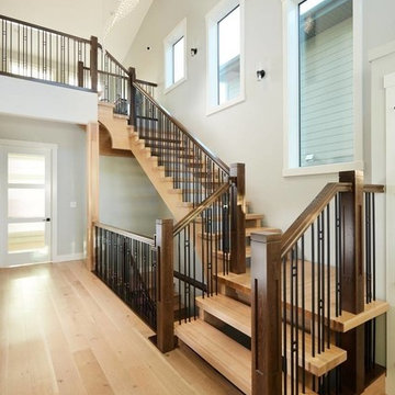 Open Rise White Oak Eastern Stair With Integrated Landings