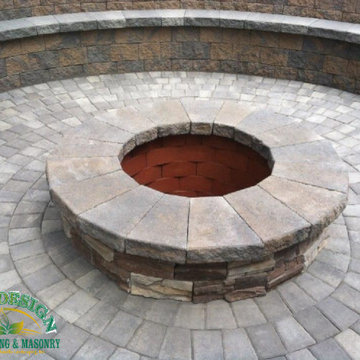 Custom Built Brick Fire Pit w/ Cultured Stone