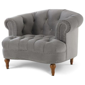 La Rosa Victorian Tufted Accent Chair Opal Grey