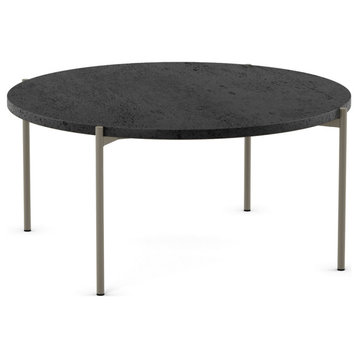 Amisco Drew 36" Round Coffee Table, Basalt Tfl / Grey Metal
