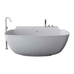 ADM Bathroom Design - ADM Rounded Corners Freestanding Bathtub, White, 62.2" - Bathtubs