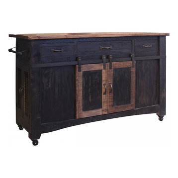 Greenview Kitchen Island, Distressed Black