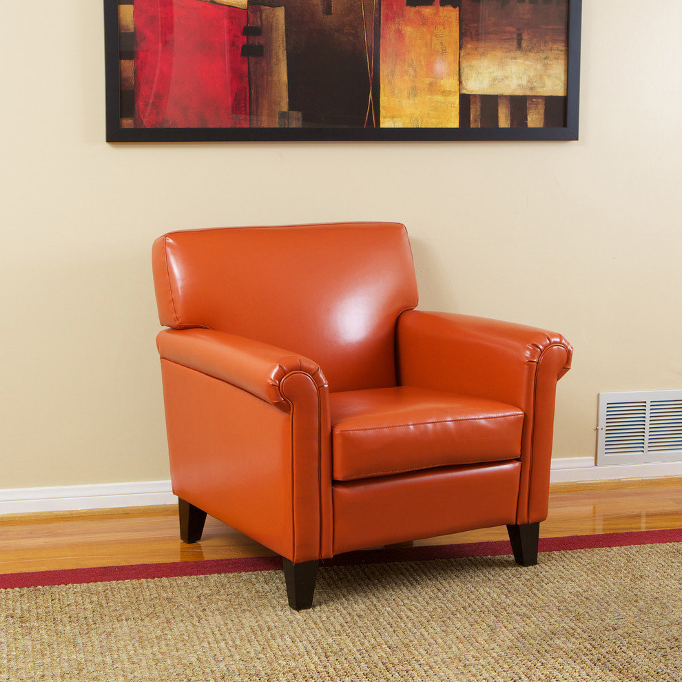 GDF Studio Canton Orange Leather Club Chair