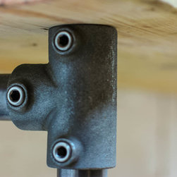 Pourreza Reclaimed Scaffolding & Pipe Industrial Desk with Cupboards & Shelves - Desks & Writing Bureaus