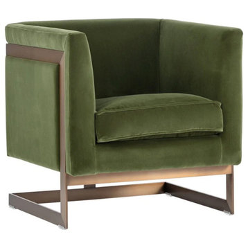 Quenby Armchair, Antique Brass, Giotto Olive
