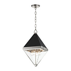 Coltrane 4 Light Pendant, Polished Nickel Finish, Clear Acrylic