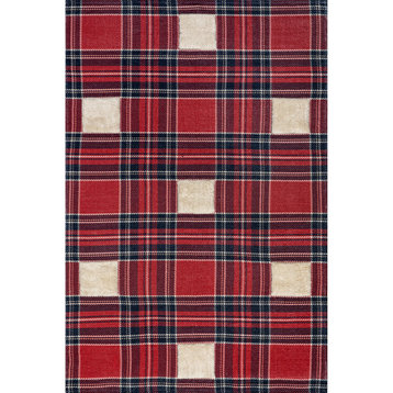 nuLOOM Leena High-Low Checkered Plaid Area Rug, Red 2' x 3'