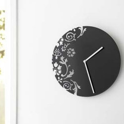 Deco - Black Metal Wall Clock with Modern Flower Design, Modern Home Decor - Wall Clocks