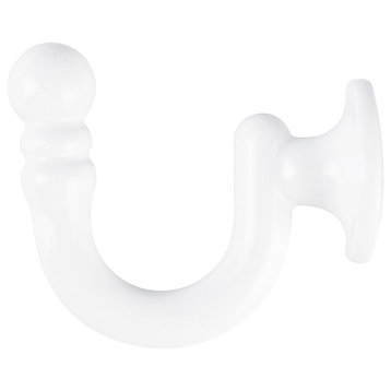 Metal Key Hook, 1.5" Long by 1.25" Tall, Glossy White