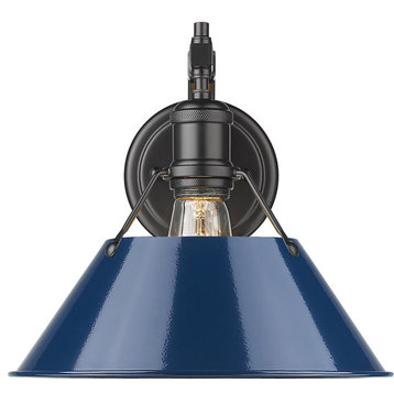Orwell Wall Sconce Matte Black, Navy Blue Shade
