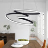 1-Light Curved Wavy Linear LED Pendant Lighting Chandelier, Black+white
