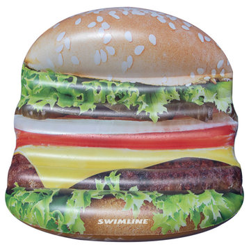 Inflatable Brown Cheeseburger Deluxe Island Swimming Pool Float 60"