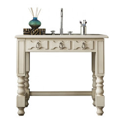 40 inch Antique Bathroom Vanity Vintage Vanilla Finish Gala Beige Marble Top - Bathroom Vanities And Sink Consoles