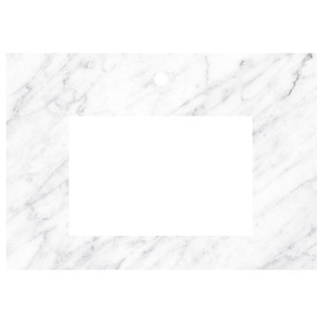 30" Carrara Vanity Top - Rectangle with Single Hole Cutout