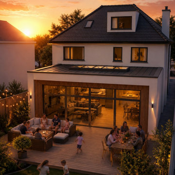 Contemporary extension to 3 bed semi detached property .