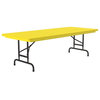 Correll 22-32" Adjustable Height H.D. Blow-Molded Plastic Folding Table Yellow