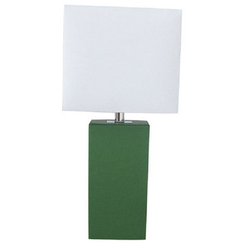 Elegant Designs Modern Genuine Leather Table Lamp, Green