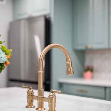 Close-Up of Brushed Gold Kitchen Faucet