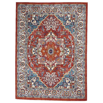 Nourison Passion 5'3" x 7'3" Red Multi Colored Bohemian Indoor Rug Polypropylene