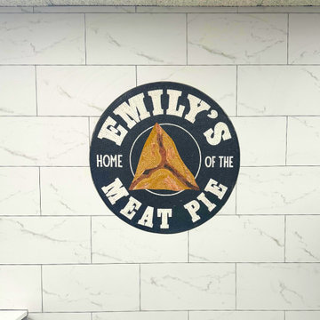 Emily's Meat Pie Custom Logo – Handmade Marble Mosaic Business Sign - Mesh Backi