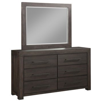 Hayden Casual Modern Dresser & Mirror in Acacia Dusky Gray