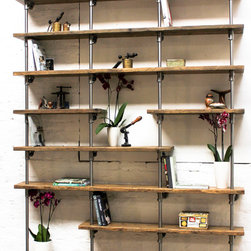 Karen Reclaimed Scaffolding & Polished Steel Shelving / Shelves / Bookcase - Bookcases