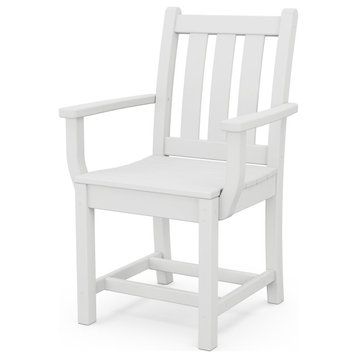 Polywood Traditional Garden Dining Arm Chair, White