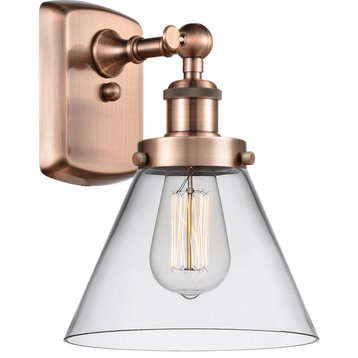 Ballston Large Cone 1 Light Wall Sconce in Antique Copper