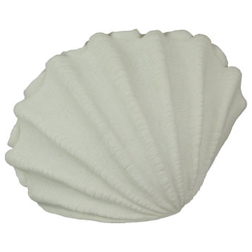 17 Inch White Resin Sandstone Finish Vertical Scallop Shell Coastal Accent Lamp