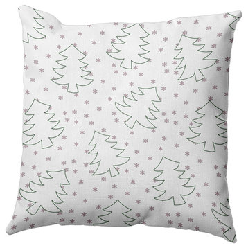 Tree Outlines Indoor/Outdoor Throw Pillow, Light Purple, 18"x18"