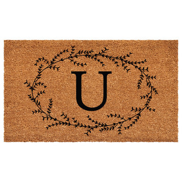 Calloway Mills Rustic Leaf Vine Monogrammed Doormat, 36"x72", Letter U