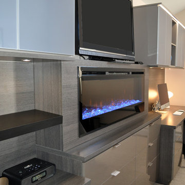 Custom Bedroom Fireplace with Desk and Custom Dresser
