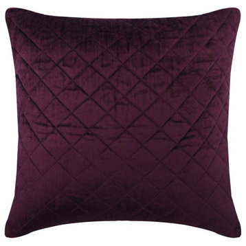 Decorative 12"x12" Quilted Geometric Purple Velvet Pillow Cover, Purple Soul
